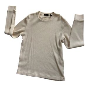 Theory Off-White Textured Waffle Knit Top